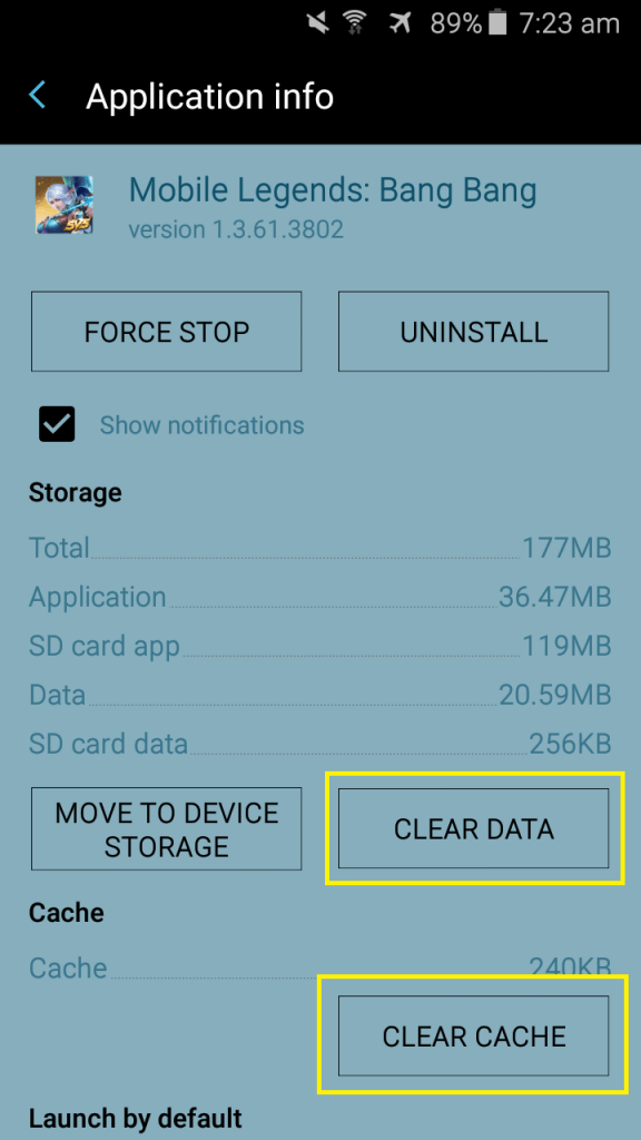 setting aplikasi mobile legend bang bang hapus data dan cache