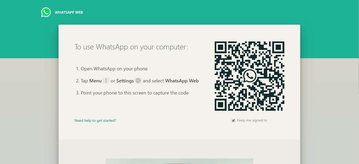 tampilan depan whatsapp web