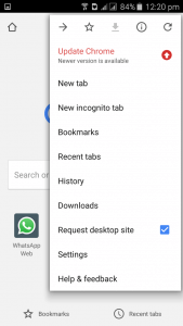 cara menggunakan whatsapp web di handphone android menggunakan browser chrome