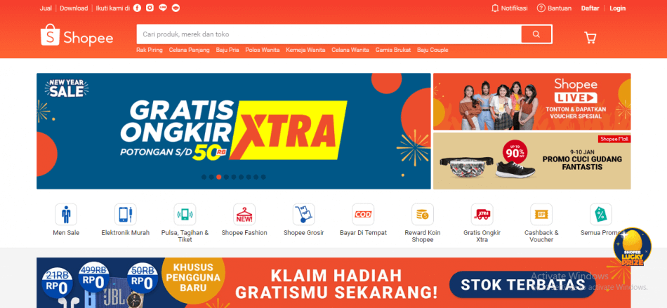 situs shopee dengan alamat shopee.co.id marketplace tempat belanja online, cara menghapus akun shopee tidak bisa lewat pc atau laptop atau komputer yang menggunakan dekstop