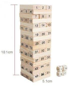 cara main uno stacko kayu dengan dadu, susunan yang tepat sesuai angka pada balok kayu