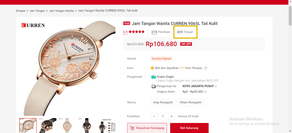 cara mencari supplier yang baik di marketplace, letak info jumlah terjual di shopee