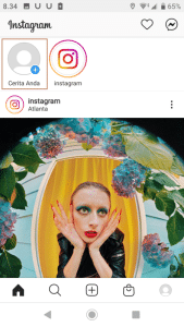 buka fitur dan buat story lewat beranda (home) instagram, cara menggunakan instagram versi baru untuk pemula