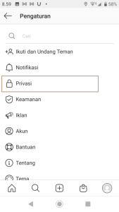 pengaturan untuk mengubah akun menjadi privat/privasi, cara menggunakan instagram versi baru untuk pemula