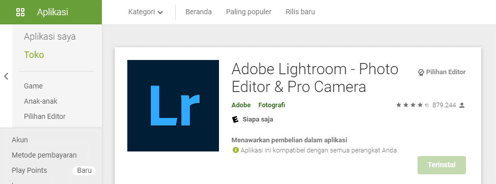 aplikasi edit foto terbaik dan gratis di android adobe lightroom
