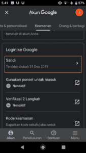 cara ganti password di hp dan pc secara berkala, menu keamanan akun gmail