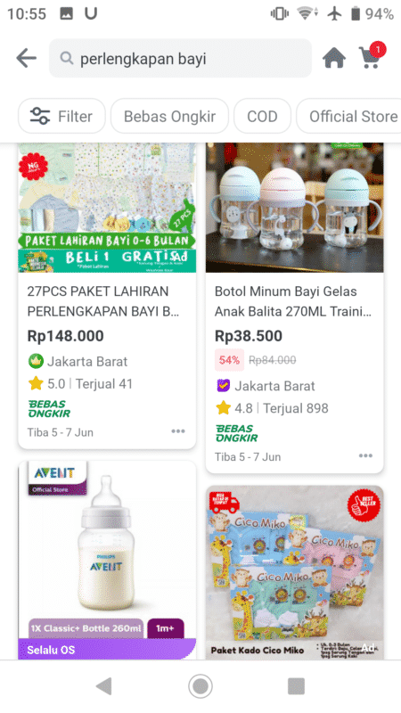 cara dropship di tokopedia, halaman etalase produk di tokped