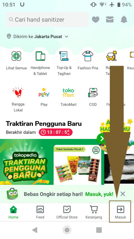 cara dropship di tokopedia, halaman beranda awal