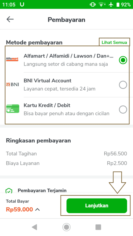cara dropship di tokopedia, pilih metode pembayaran di halaman bayar tokped