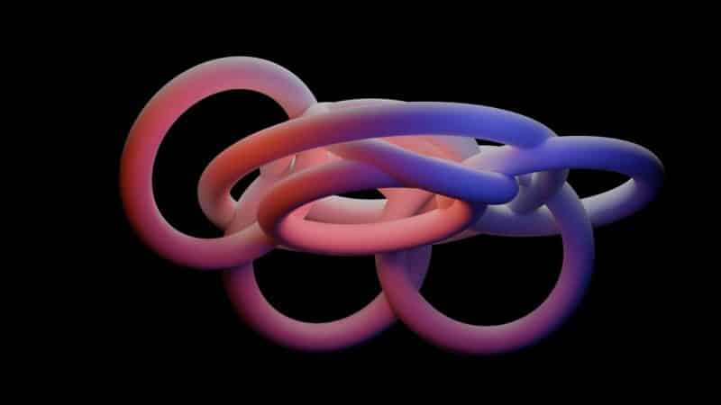 foto keren untuk profil whatsapp instagram telegram tiktok facebook line 3D abstrak warna warni ungu pink seperti tali selang di latar belakang hitam polos