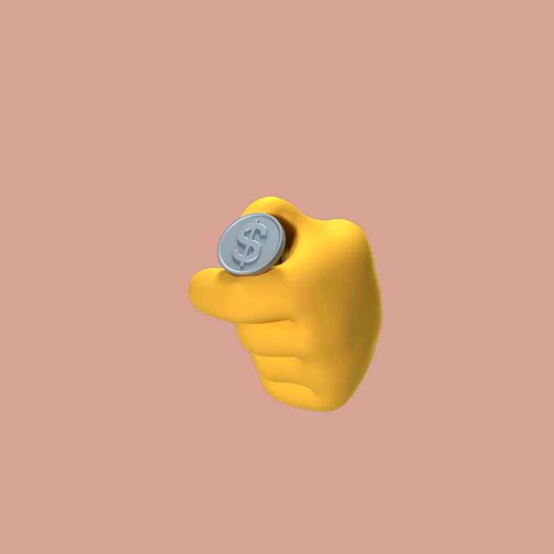 foto keren untuk profil whatsapp instagram telegram tiktok facebook line 3D vektor tangan kuning menggenggam dengan uang koin di atasnya latar belakang coklat pastel pink polos
