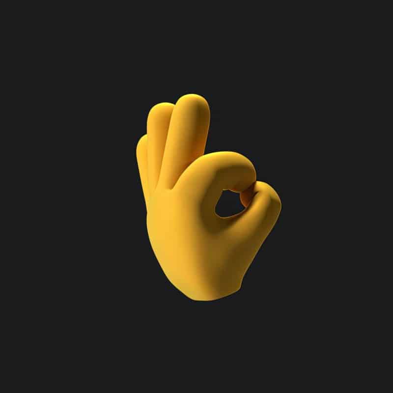 foto keren untuk profil whatsapp instagram telegram tiktok facebook line 3D vector tangan kuning menyatukan jari telunjuk dan jempol membentuk isyarat oke, latar belakang hitam