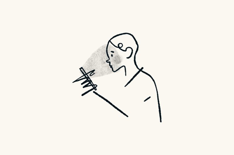 foto keren untuk profil whatsapp instagram telegram tiktok facebook line kartun sketch orang memegang dan melihat ponsel dari arah samping