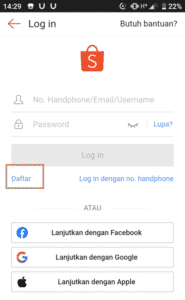 cara daftar akun di shopee tanpa aplikasi lewat website android