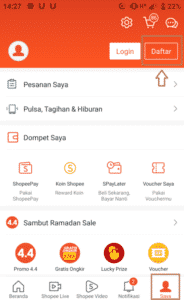cara daftar akun di shopee dengan aplikasi android