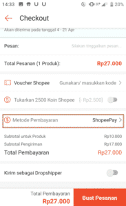 cara belanja di shopee menentukan metode pembayaran