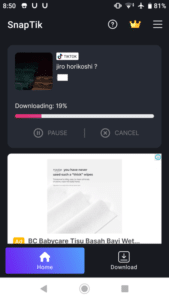 cara menghilangkan watermark video tiktok download pakai aplikasi snaptik