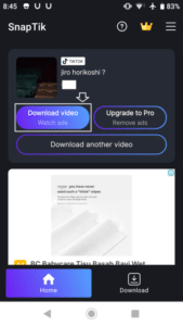 cara menghilangkan watermark video tiktok, download video tiktok gratis dengan aplikasi snaptik